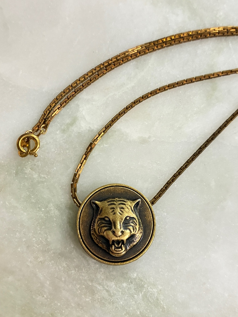 Vintage Gucci Button Pendant Choker Necklace Upcycled